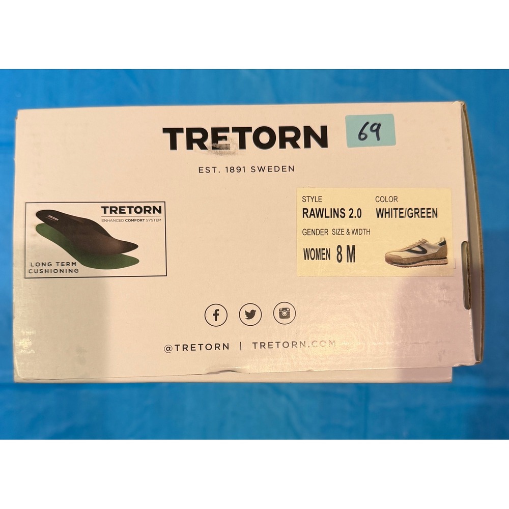 Tretorn Rawlins 2.0 Womens White Green Beige Suede Retro Sneakers Size 8 M